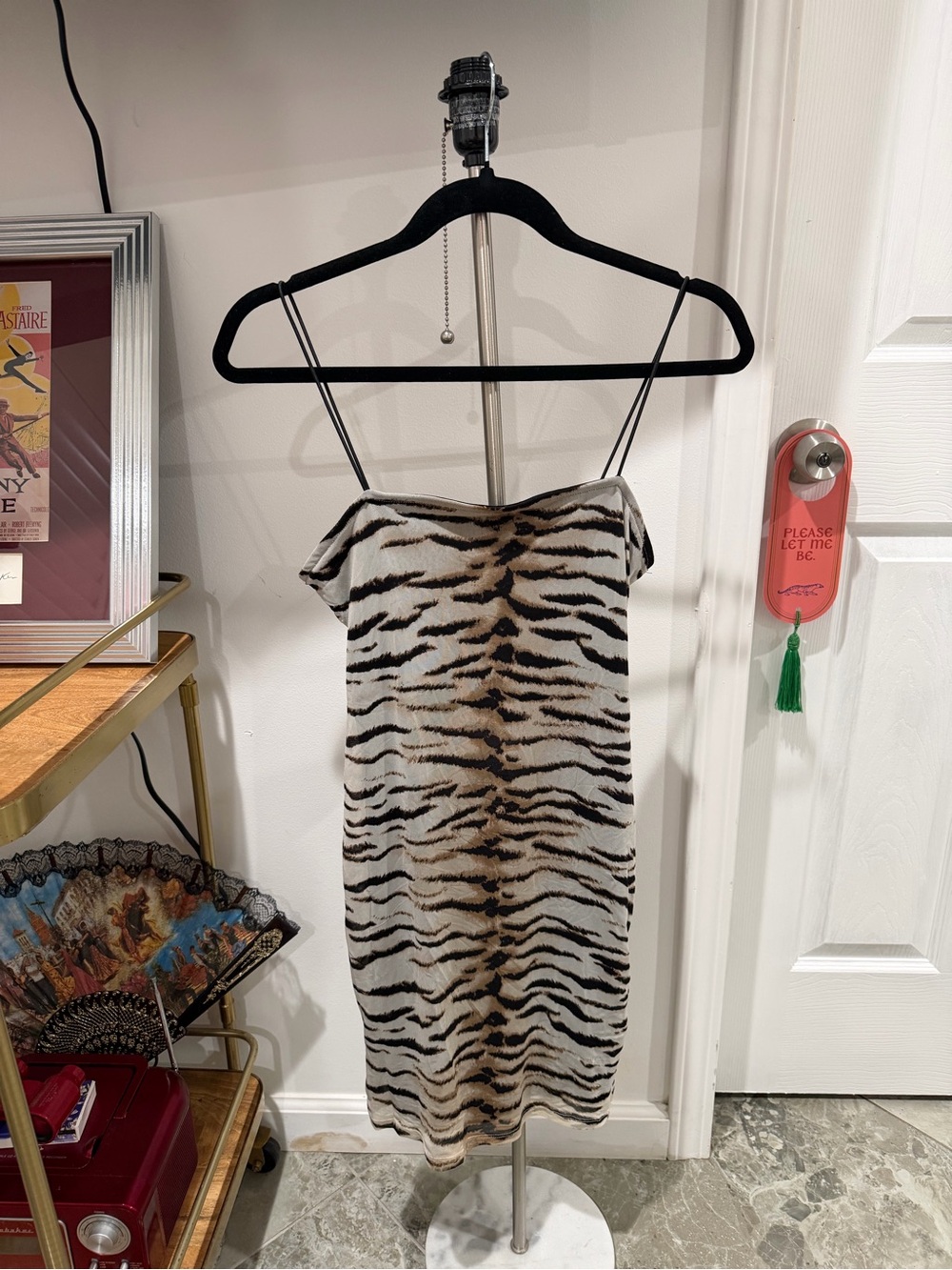 Forever 21 Beige and Black Animal-Print Mini Slip Dress
